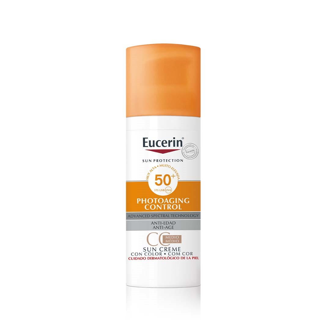 Eucerin Sun Photoaging Control FPS 50+ con color tono medio